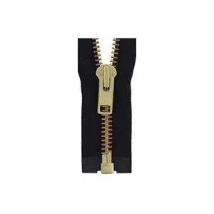 #10 Metal, Black, 24" YKK Separating Jacket Zipper with Brass Teeth, #9JK-24-BLK-B