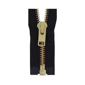 #10 Metal, Black, 36" YKK Separating Jacket Zipper with Brass Teeth, #9JK-36-BLK-B
