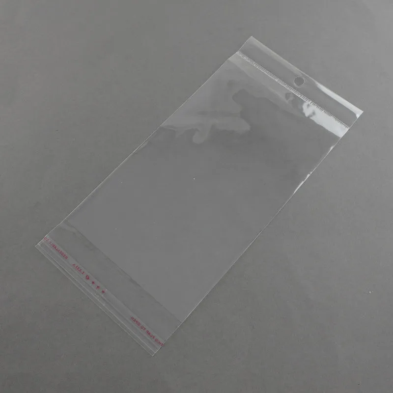 100 pc OPP Cellophane Bags, Rectangle, Clear, 24x11cm, Unilateral thickness: 0.035mm, Inner measure: 19x11cm