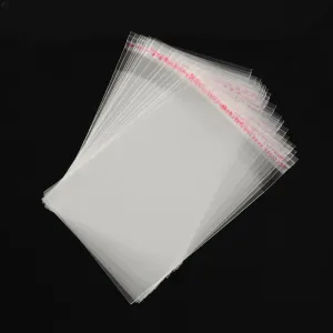1000 pc OPP Cellophane Bags, Small Jewelry Storage Bags, Self-Adhesive Sealing Bags, Rectangle, Clear, 112x8cm, Unilateral Thickness: 0.035mm, Inner Measure: 9~9.5x8cm