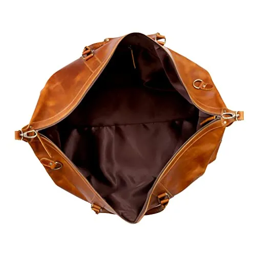 24" Leather Buffalo Travel Case Duffel Luggage Bag, Gym Travel Tote Duffel, Overnight Weekender