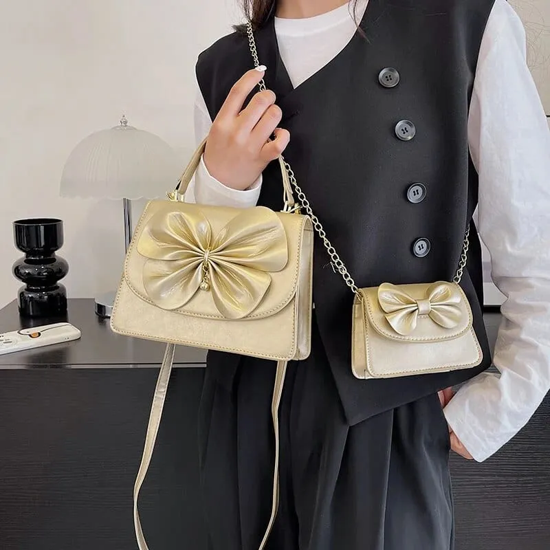 Bia Bow Leather Bag Set (2 Pcs)