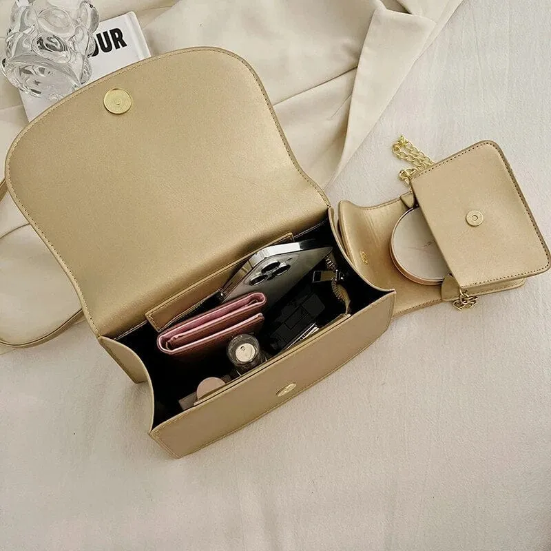Bia Bow Leather Bag Set (2 Pcs)