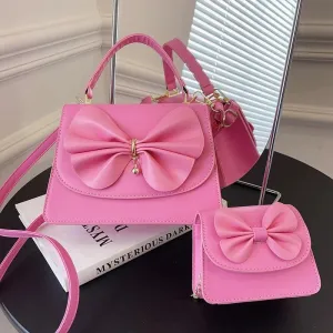 Bia Bow Leather Bag Set (2 Pcs)