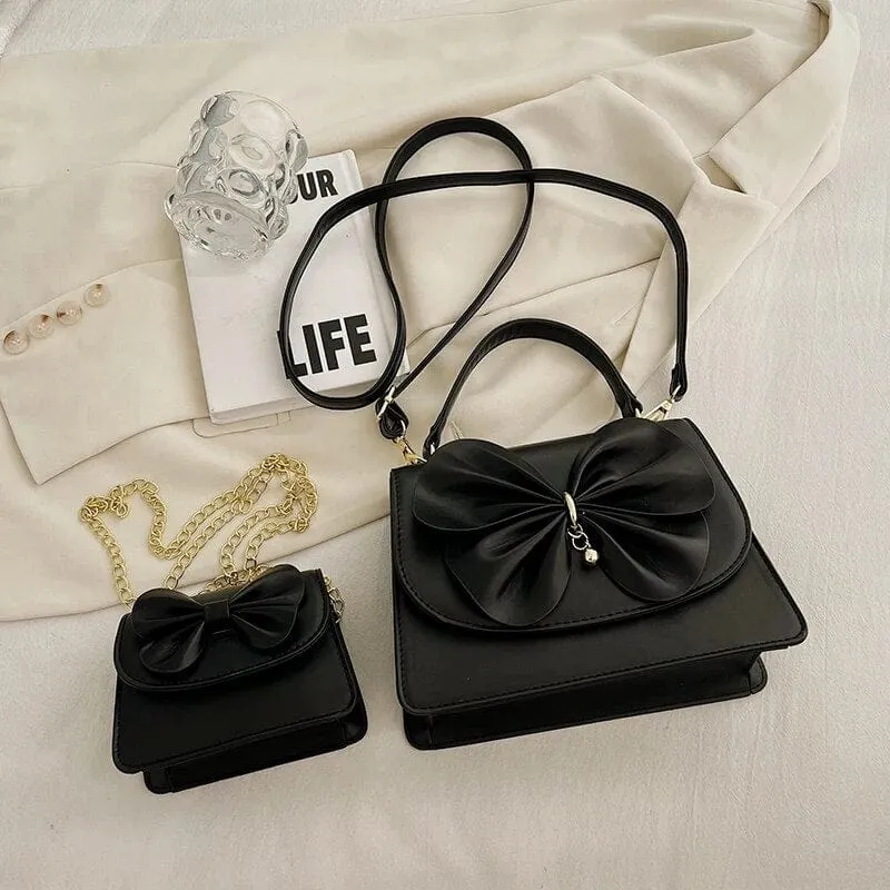 Bia Bow Leather Bag Set (2 Pcs)