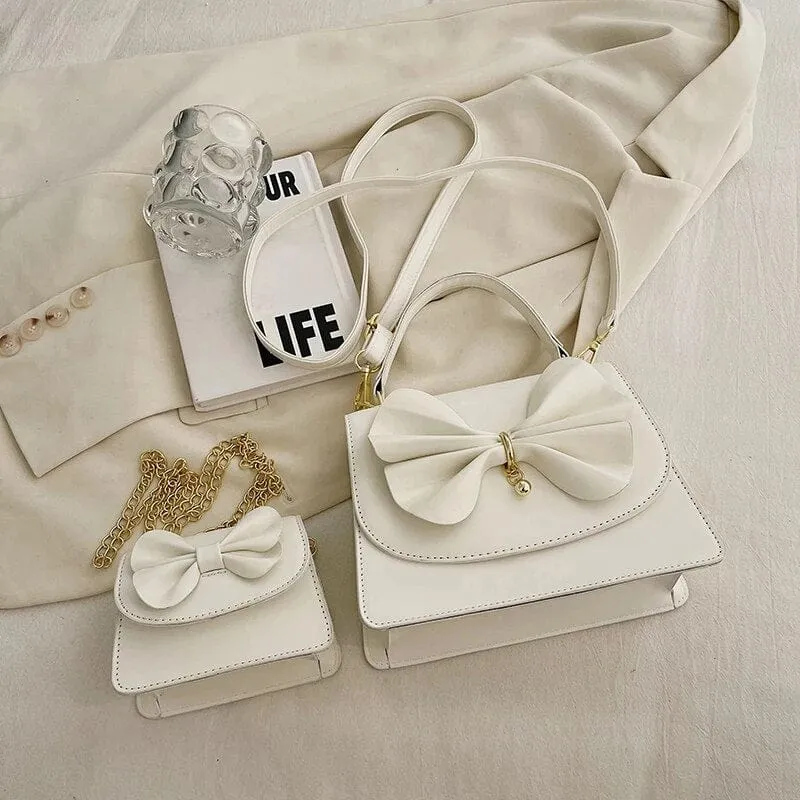 Bia Bow Leather Bag Set (2 Pcs)