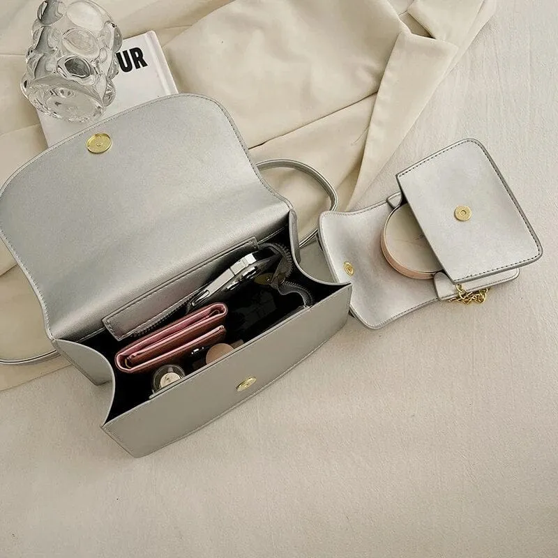 Bia Bow Leather Bag Set (2 Pcs)