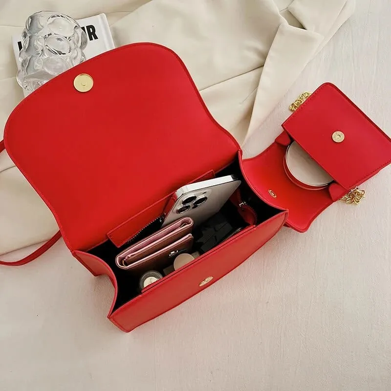 Bia Bow Leather Bag Set (2 Pcs)