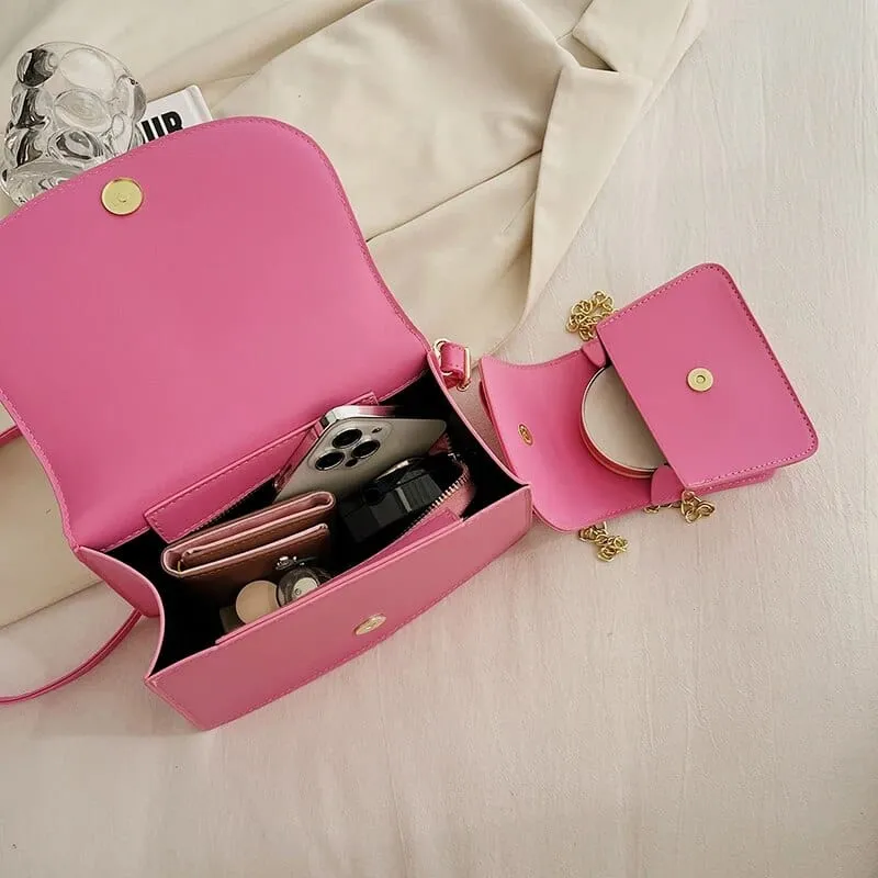 Bia Bow Leather Bag Set (2 Pcs)