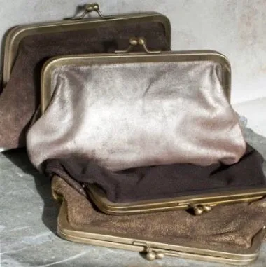 Black Copper Leather Clutch Bag