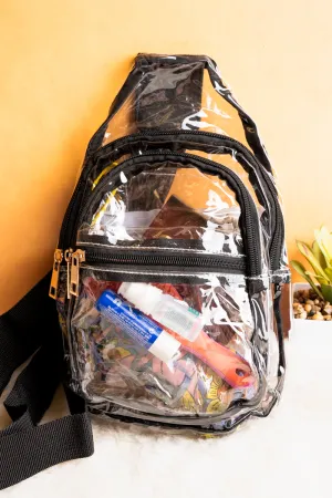 Black Trimmed Clear Small Rylee Sling Bag