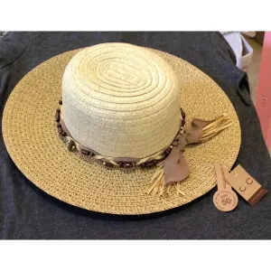 CC Straw Hat, UPF 50, Straw and Bead Hat Band