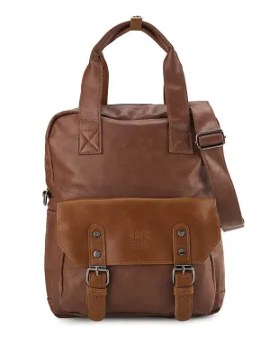 Distressed Leather Carry Backpack - Camel