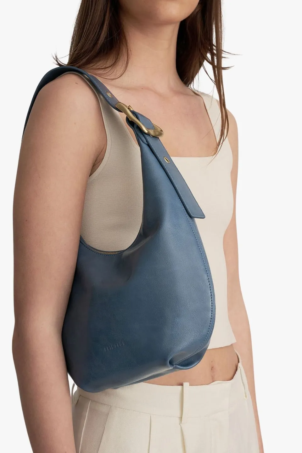 Everyday Croissant Mid Denim Buckle Bag