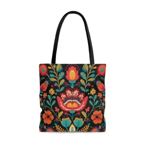 Folk Art Floral Tote Bag - Cute Cottagecore Totebag Makes the Perfect Gift