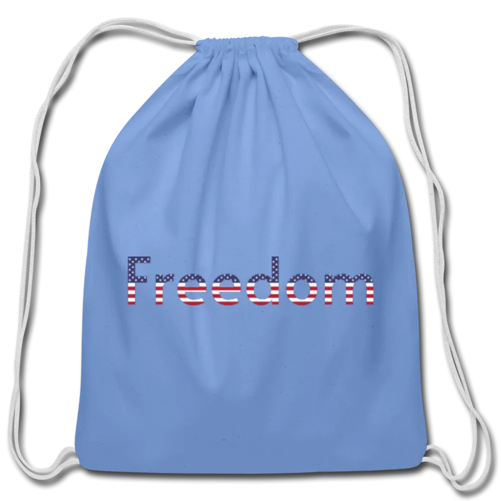 Freedom Patriotic Word Art Cotton Drawstring Bag