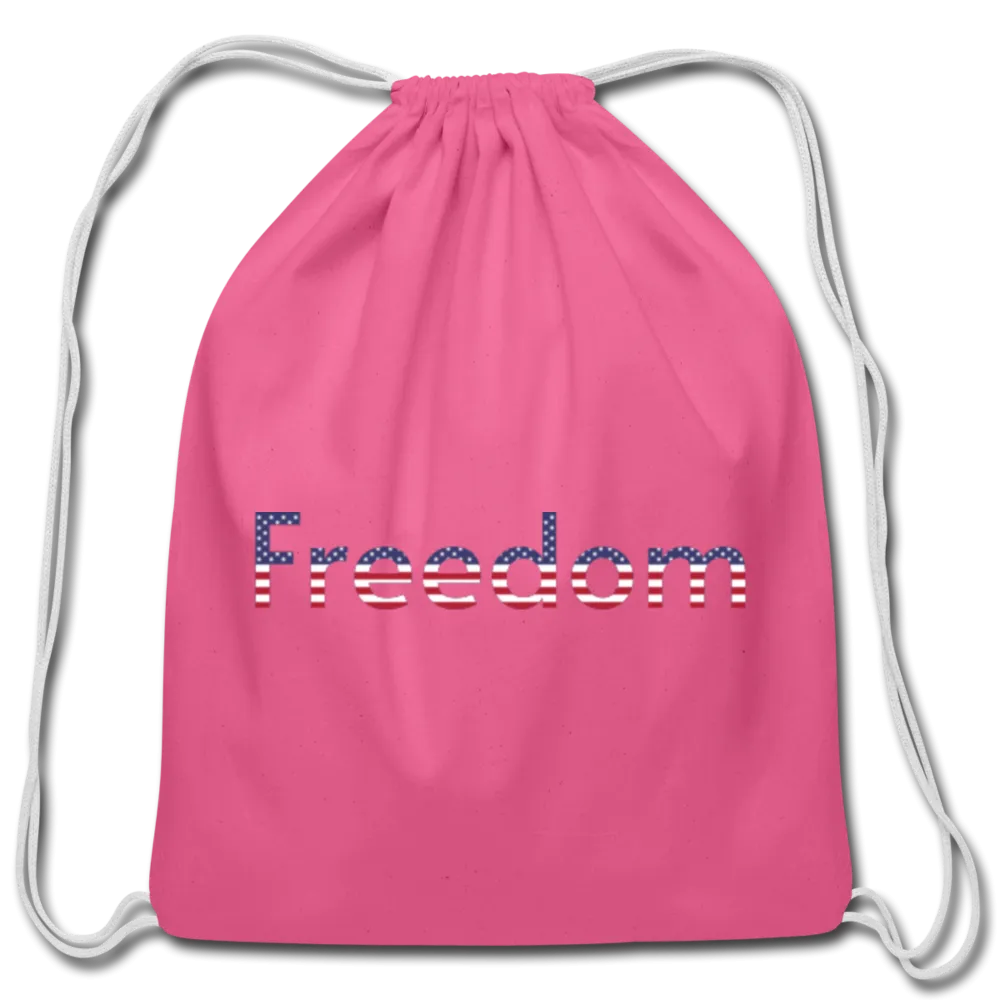 Freedom Patriotic Word Art Cotton Drawstring Bag