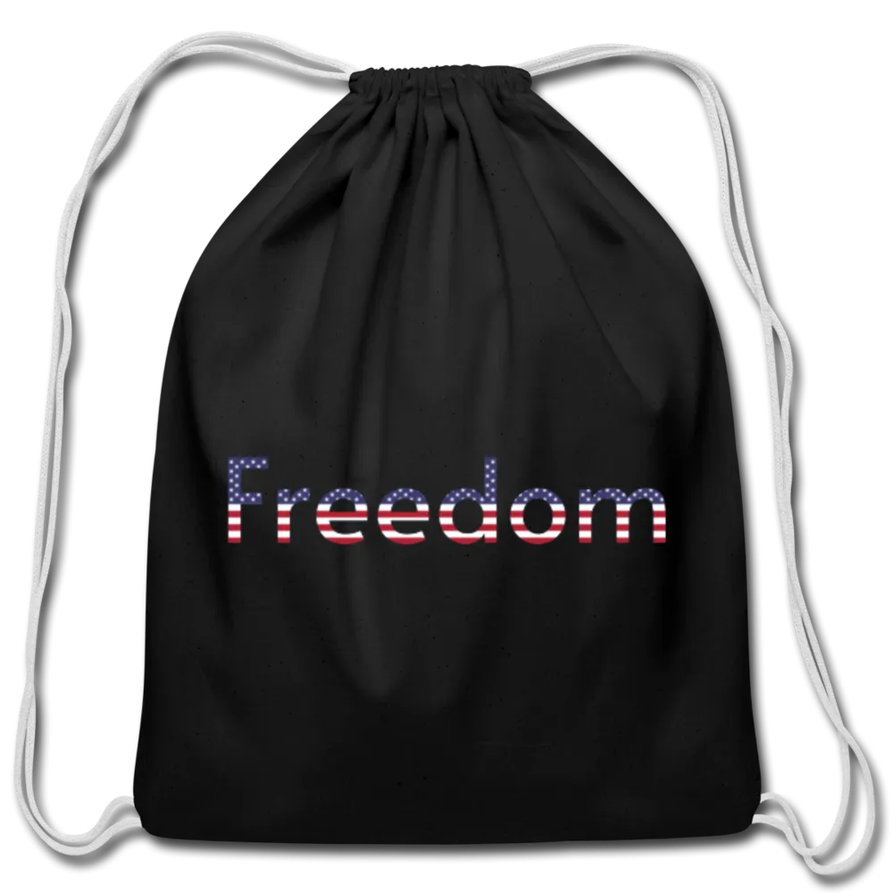 Freedom Patriotic Word Art Cotton Drawstring Bag