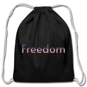 Freedom Patriotic Word Art Cotton Drawstring Bag