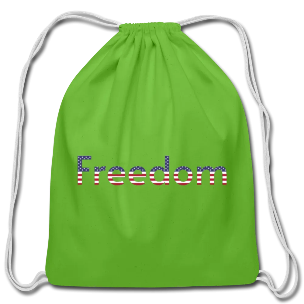 Freedom Patriotic Word Art Cotton Drawstring Bag
