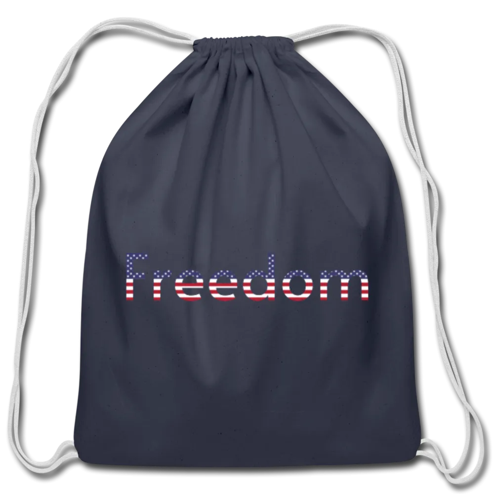 Freedom Patriotic Word Art Cotton Drawstring Bag