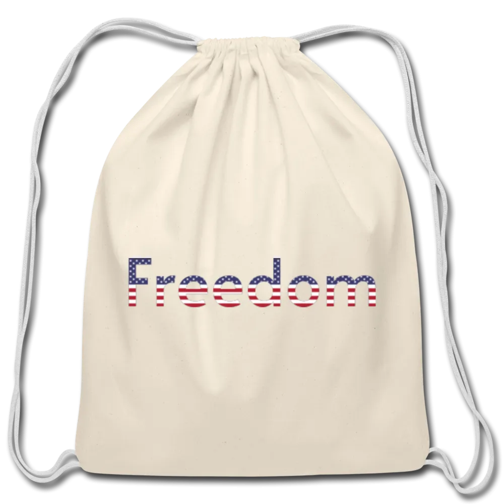 Freedom Patriotic Word Art Cotton Drawstring Bag
