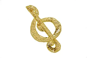 Gold Sequins Musical Note Applique