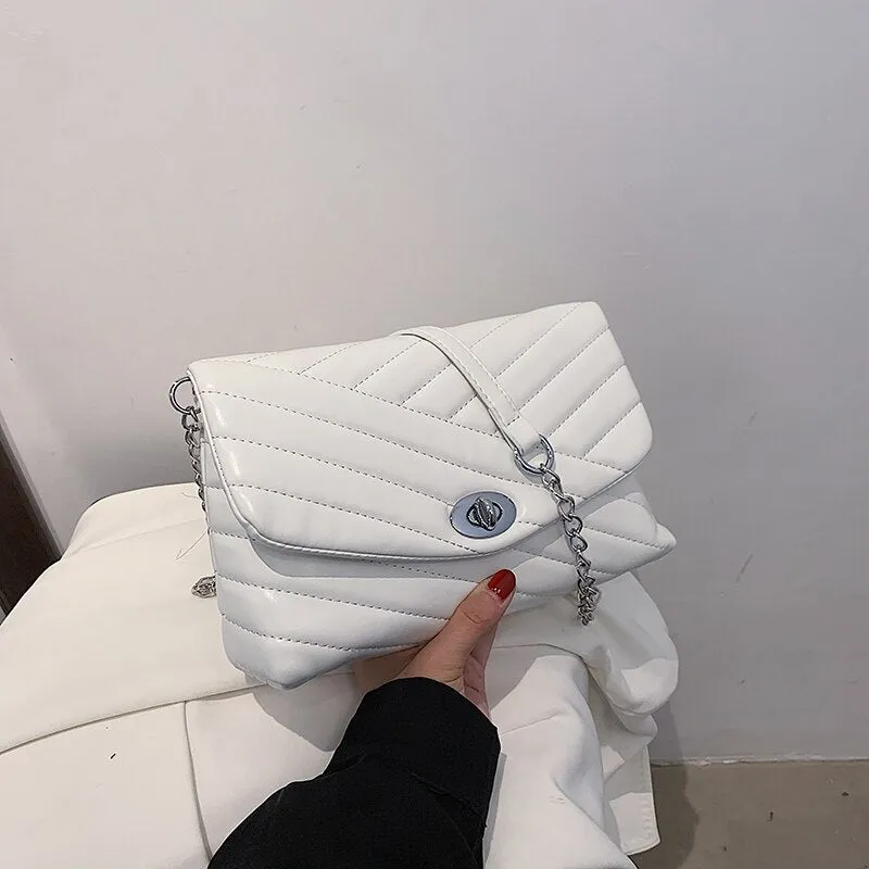 High-quality Fashion Chain Leather Trendy Shoulder Bag for Women 2021 New Purses Ladies Trending Messenger Bag Sac Epaule