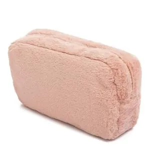 LIGHT PINK FAUX FUR MAKEUP BAG