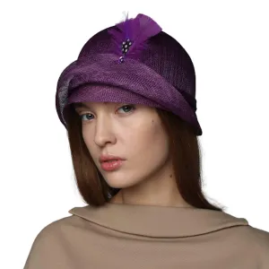 Lovely Cloche Hat with Feather Derby Church Tea Party Headwear
