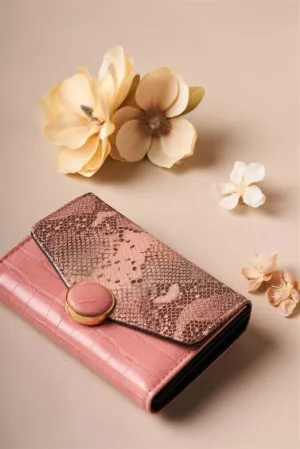 Mauve Pink Snake Python Three Way Wallet /3 Pieces