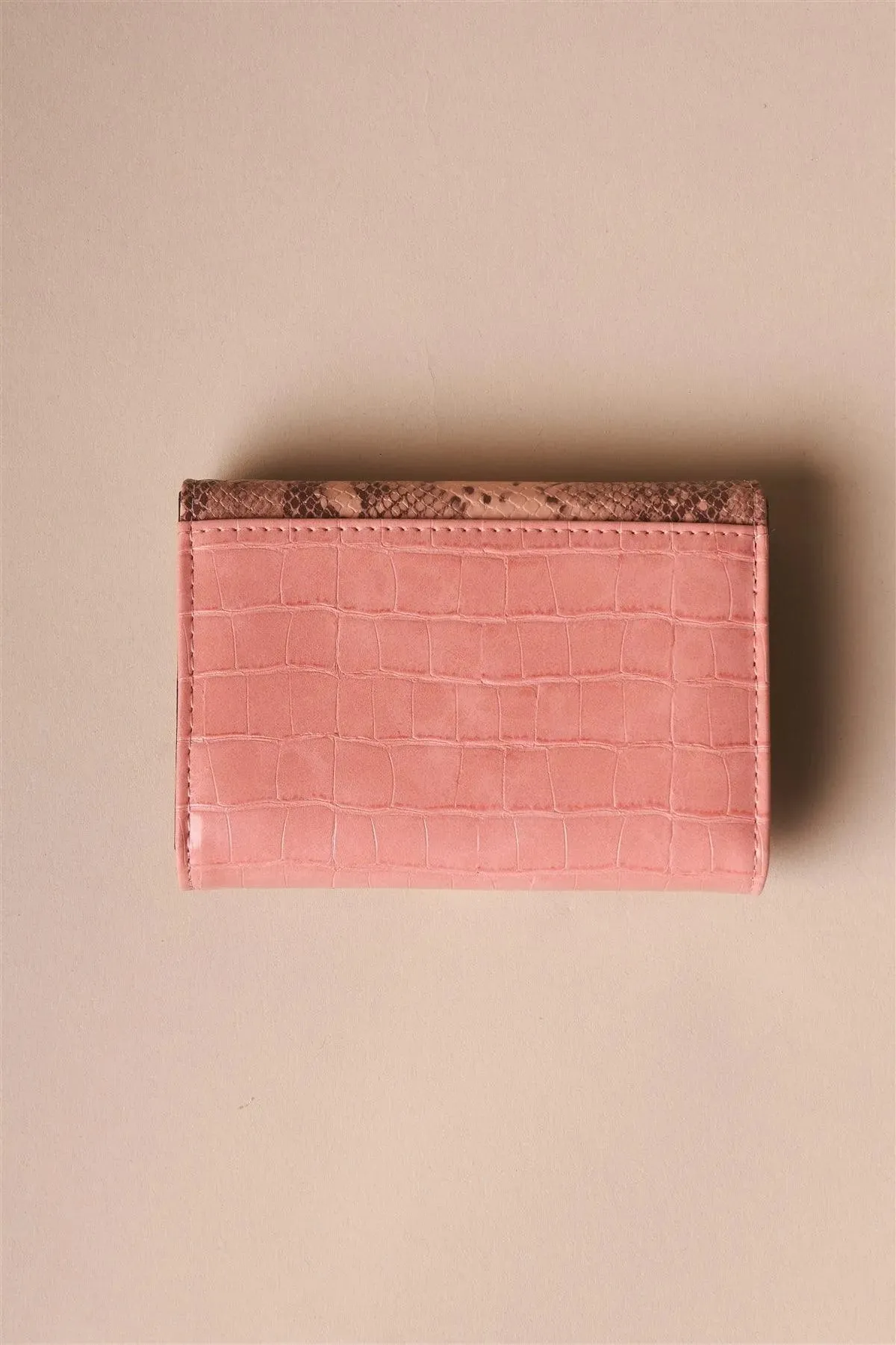 Mauve Pink Snake Python Three Way Wallet /3 Pieces