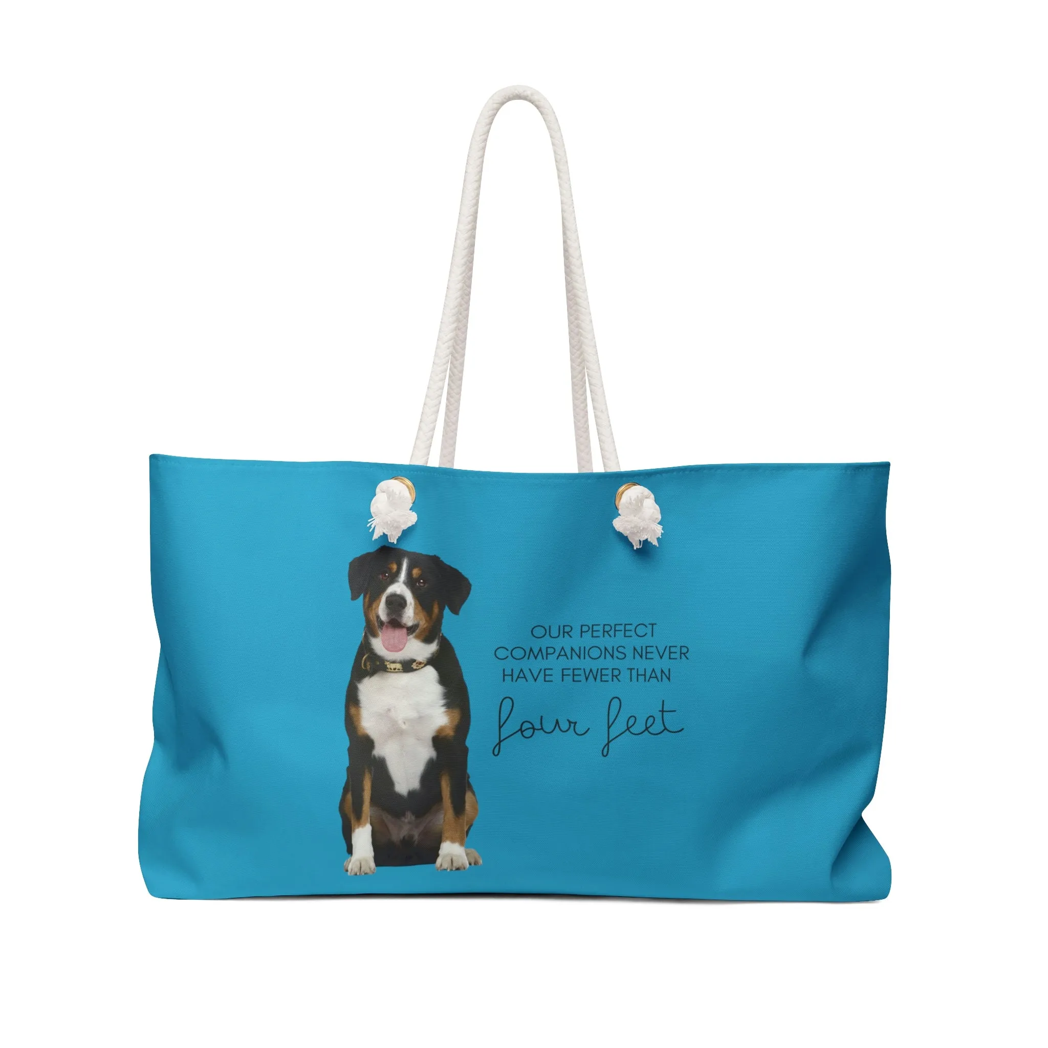 our perfect companions never have fewer than four feet dog POD Weekender Bag