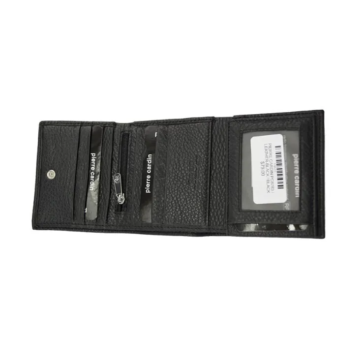 PIERRE CARDIN LEATHER  WALLET WITH FLAP BLACK