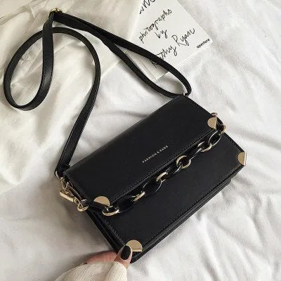 PU Leather Crossbody Shoulder Bag for Women 2021 Trendy Luxury Chain Female Handbags Fashion Rivet ladies small flap bags bolsas