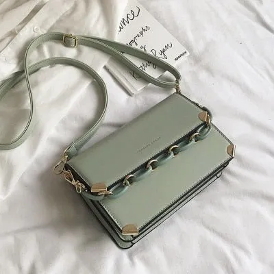 PU Leather Crossbody Shoulder Bag for Women 2021 Trendy Luxury Chain Female Handbags Fashion Rivet ladies small flap bags bolsas