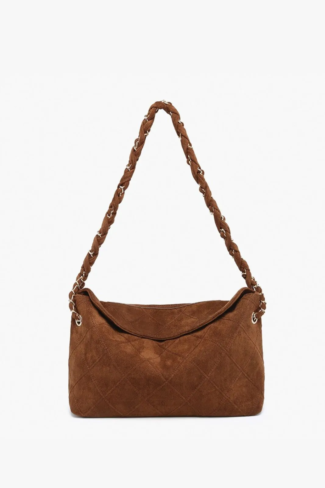SALE - Dominique Faux Suede Quilted Shoulder Bag