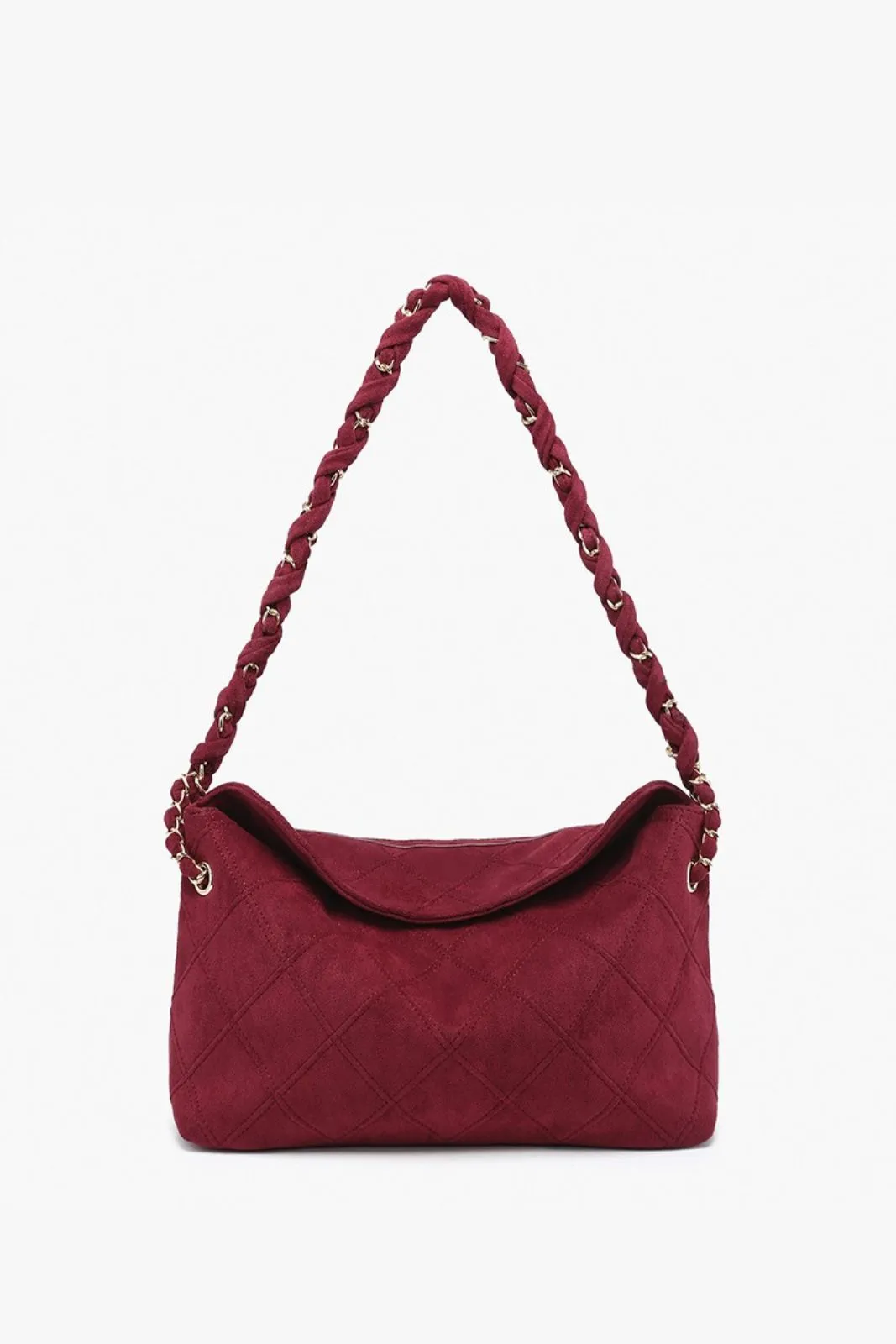 SALE - Dominique Faux Suede Quilted Shoulder Bag