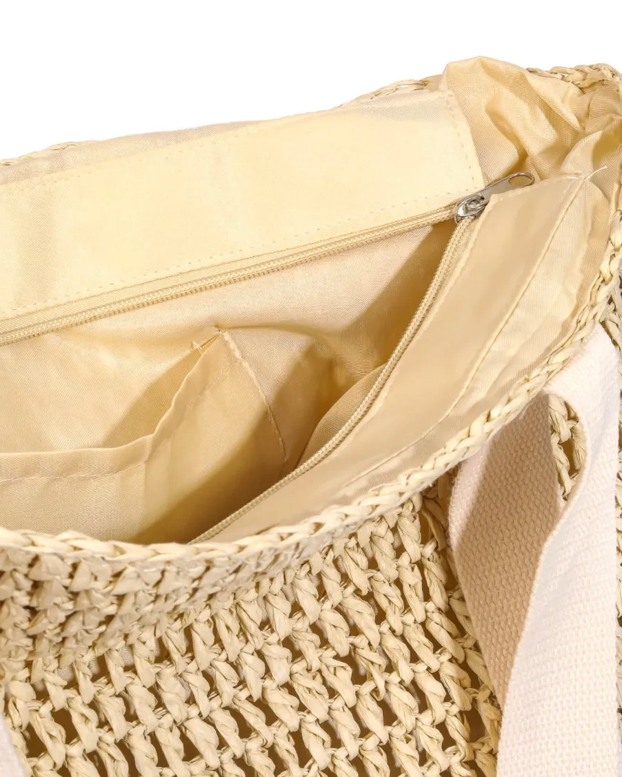 St. Lucia Straw Hat Holder Tote Bag- Taupe