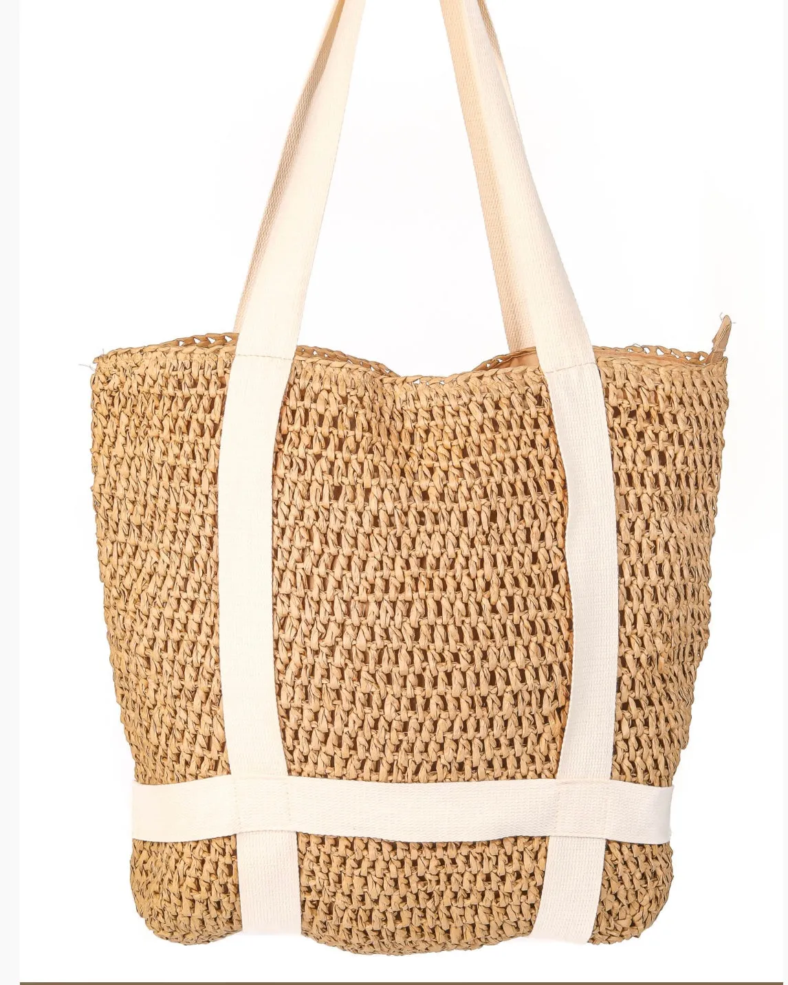 St. Lucia Straw Hat Holder Tote Bag- Taupe