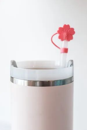 Straw Topper - Pink Flower