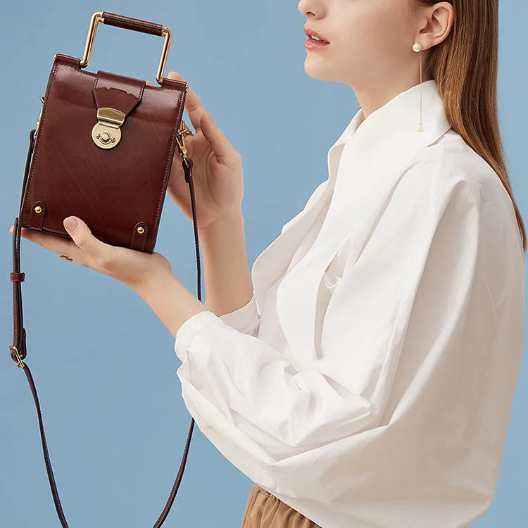 Stylish Cube Bag Womens Crossbody Bags Leather Handbags Purse for Women