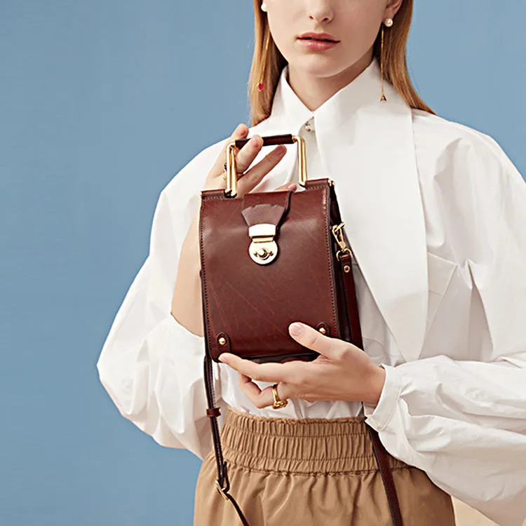 Stylish Cube Bag Womens Crossbody Bags Leather Handbags Purse for Women