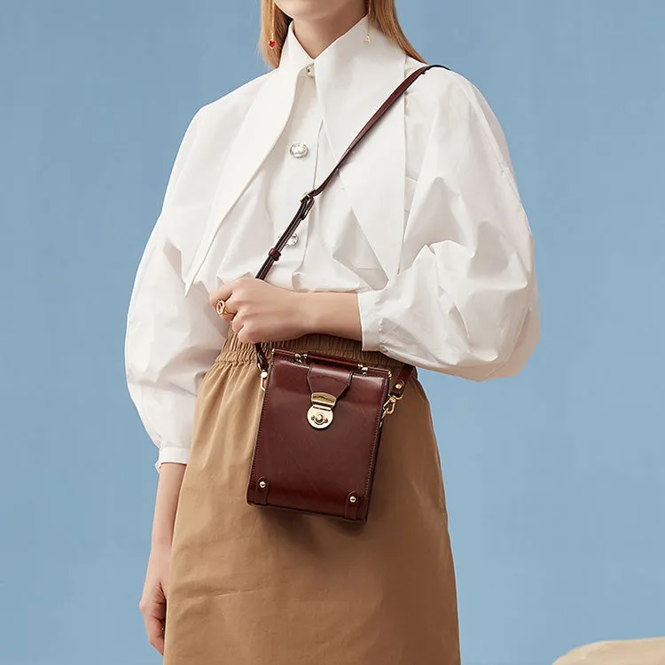 Stylish Cube Bag Womens Crossbody Bags Leather Handbags Purse for Women