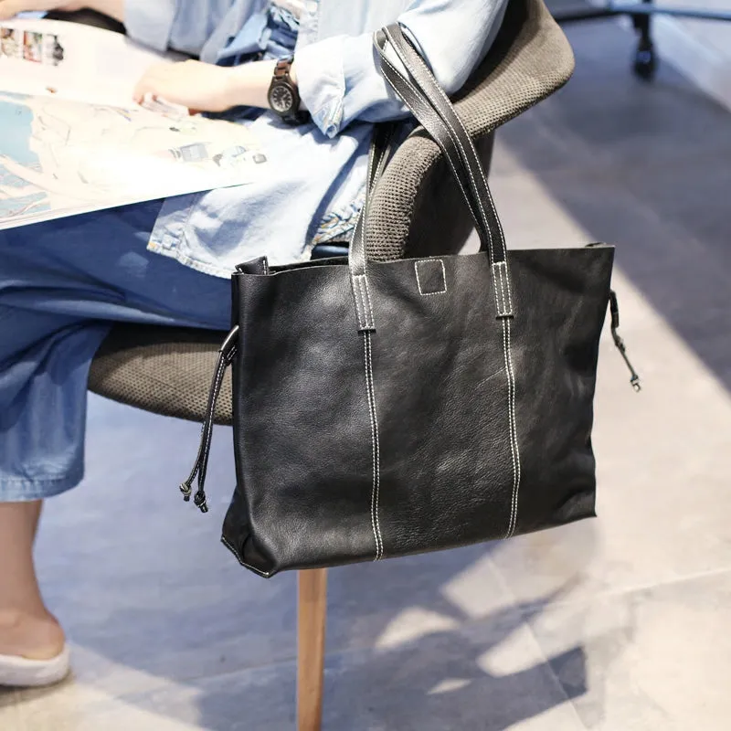 Stylish Womens Black Leather Shoulder Tote Bags Handbags Purses for Work
