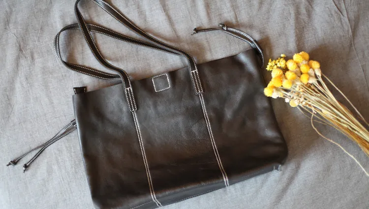 Stylish Womens Black Leather Shoulder Tote Bags Handbags Purses for Work