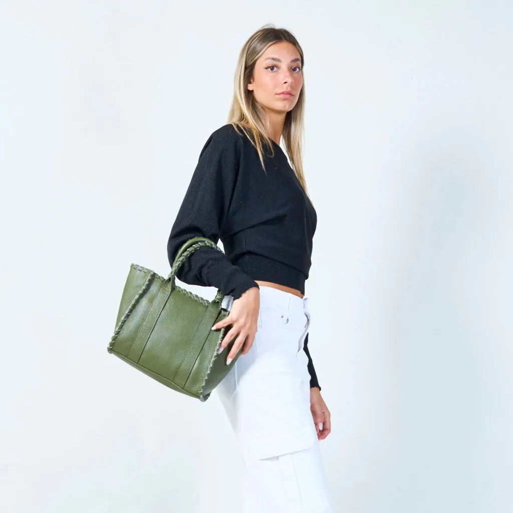 Stylish woven handle tote bag wholesale