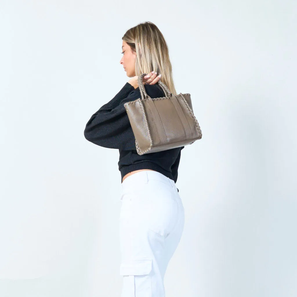 Stylish woven handle tote bag wholesale