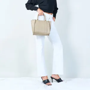 Stylish woven handle tote bag wholesale