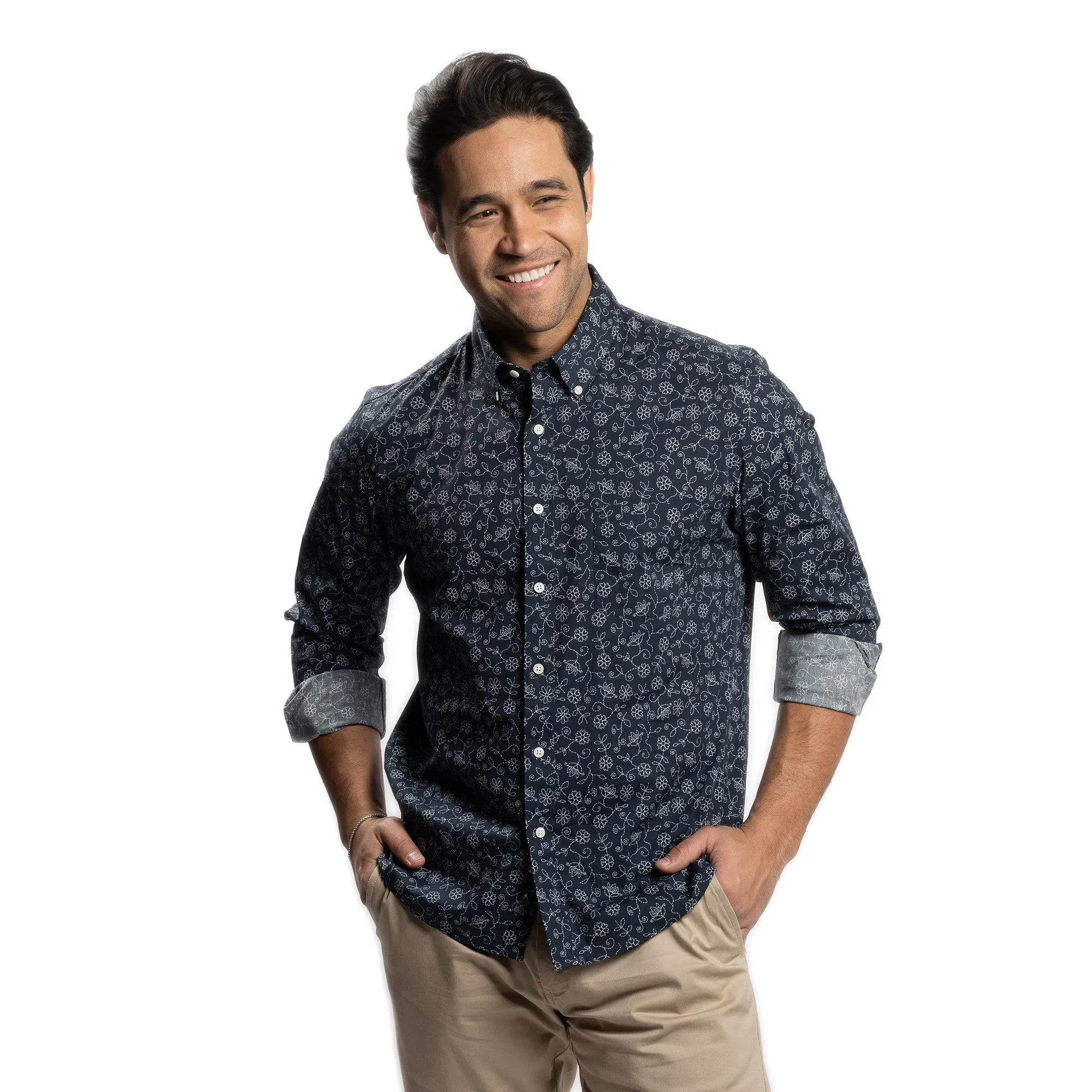 Weekend Printed Shirt -  Navy Flower